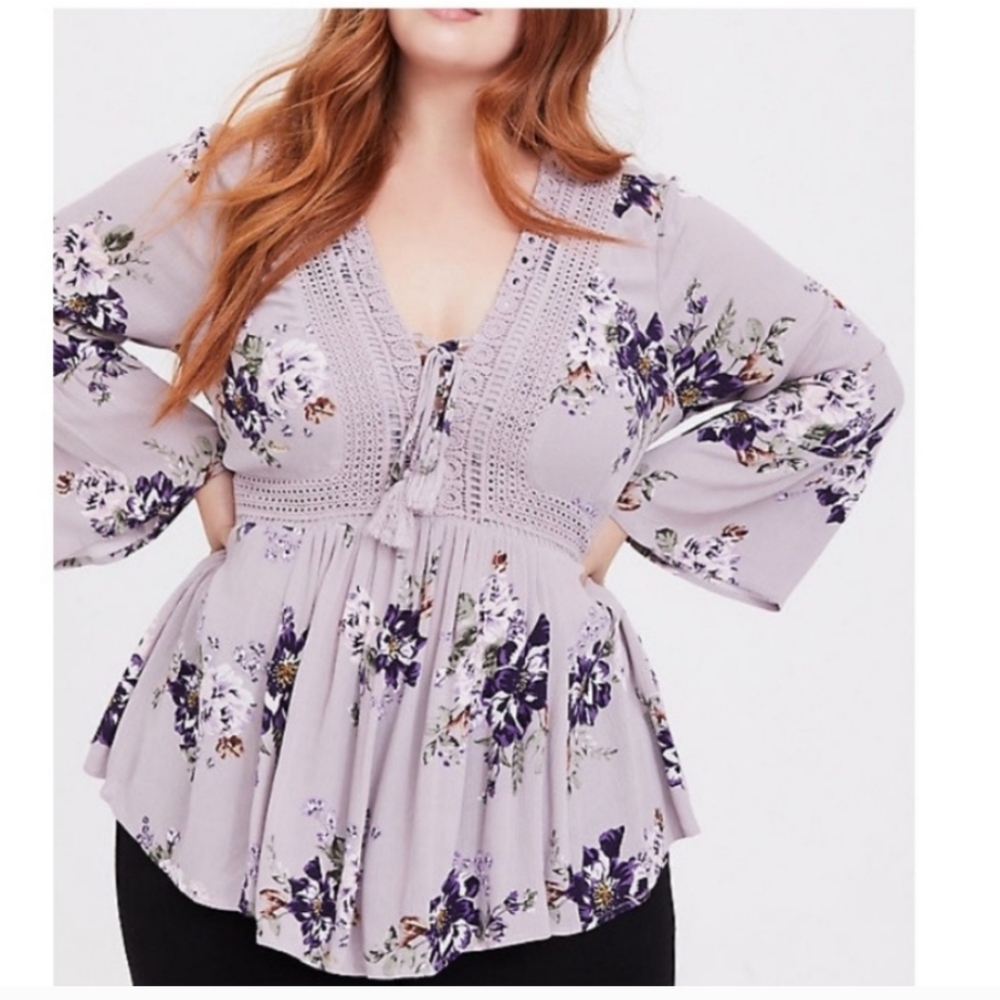 Torrid Purple Floral Blouse